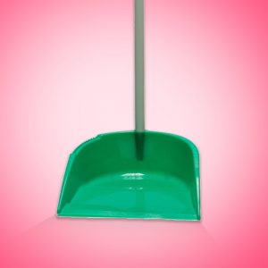 Recogedor verde con palo de plástico