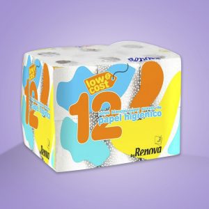 Rollo higiénico doble Renova Pack de 12 unidades